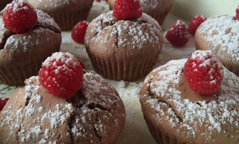Cakes de Chocolate con Frambuesas