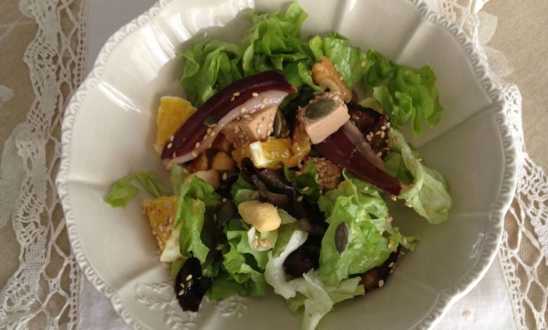 Ensalada de Naranja con Jamón de Pato y Foie