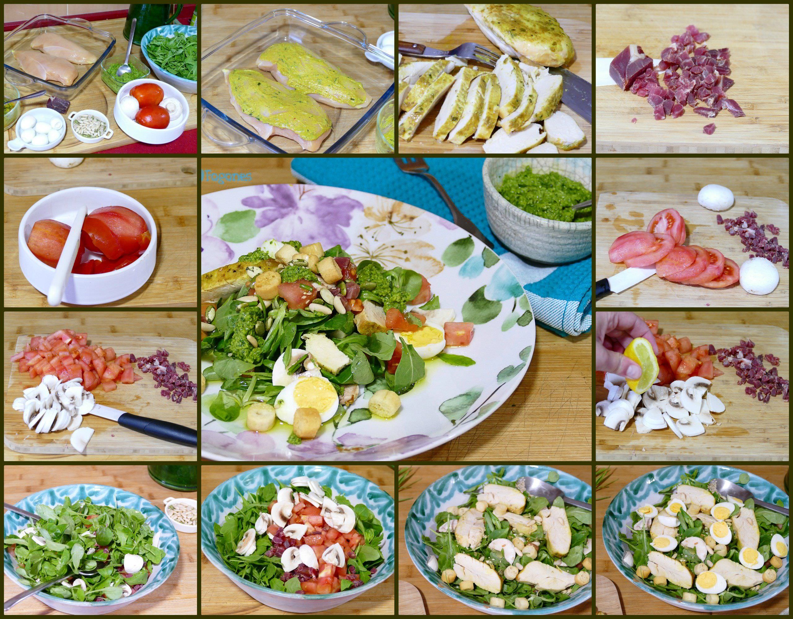 Pasos Ensalada de Pollo Asado con Pesto de Rúcula