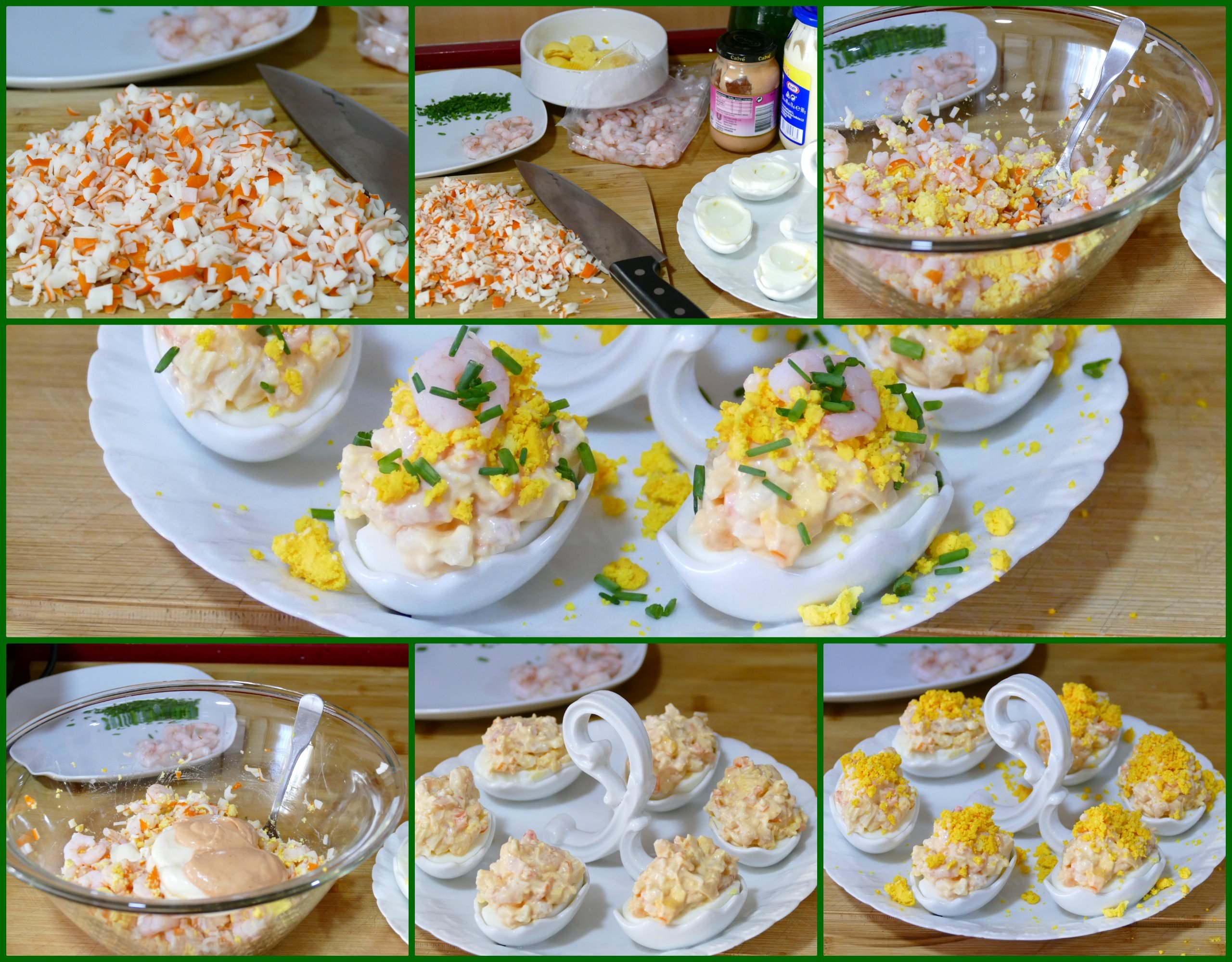 Pasos Huevos Rellenos de Gambas y Surimi Pasos Huevos Rellenos de Gambas y Surimi
