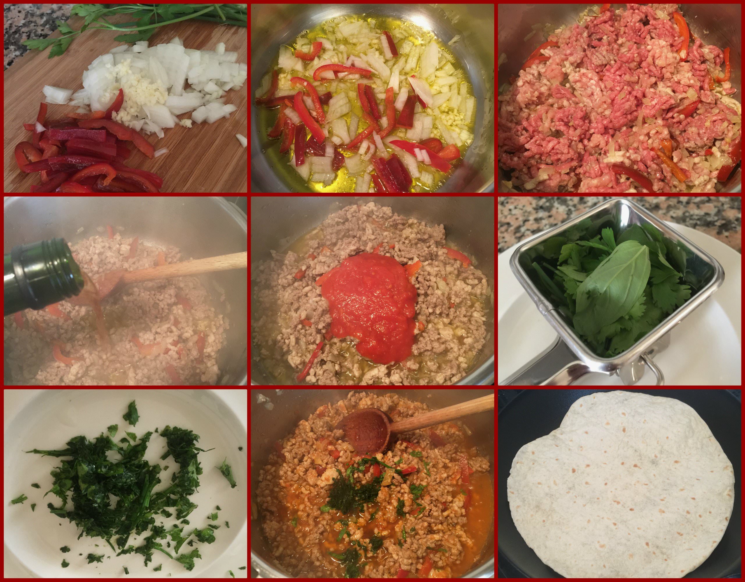 Pasos Wraps de Pollo a la Boloñesa con Vegetales