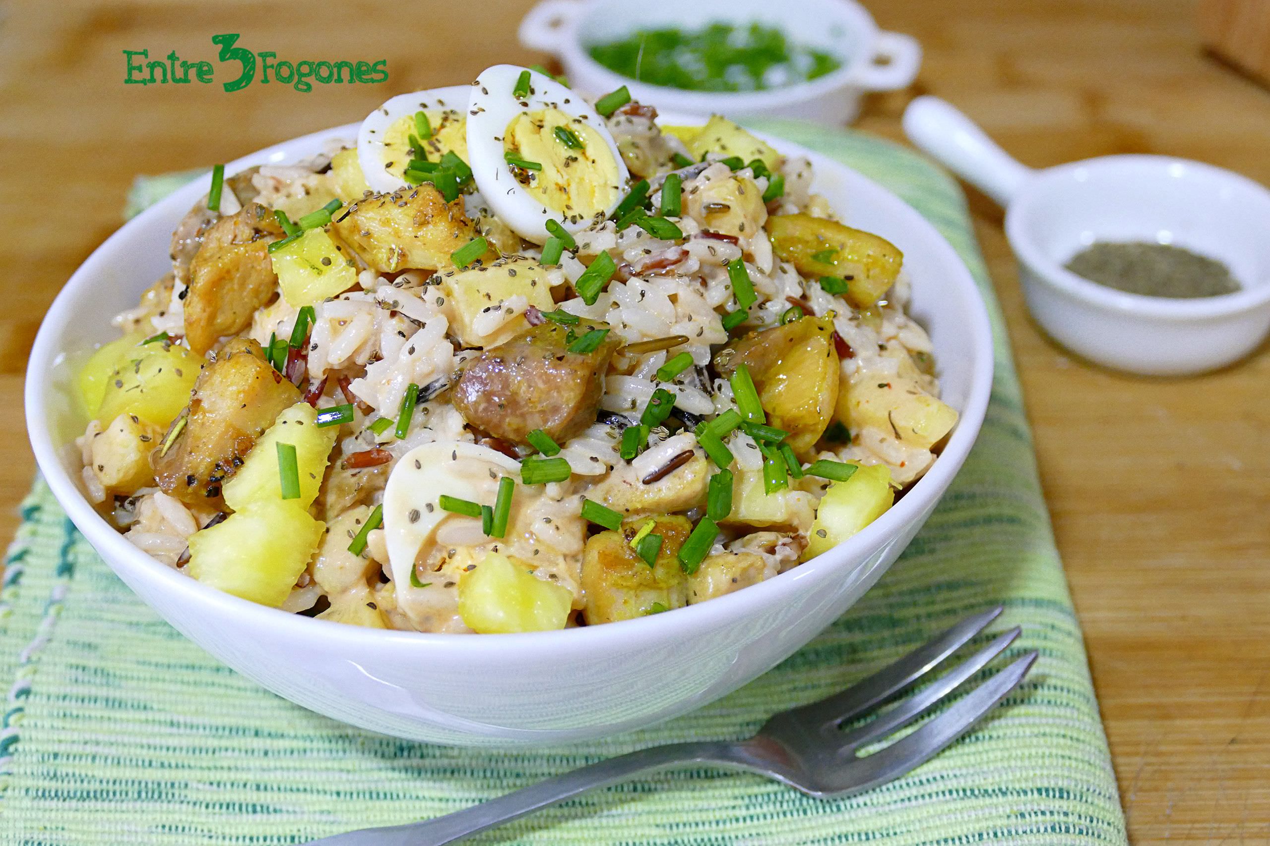 Receta Ensalada de Arroz con Pollo y Piña en Salsa Rosa Receta Ensalada de Arroz con Pollo y Piña en Salsa Rosa