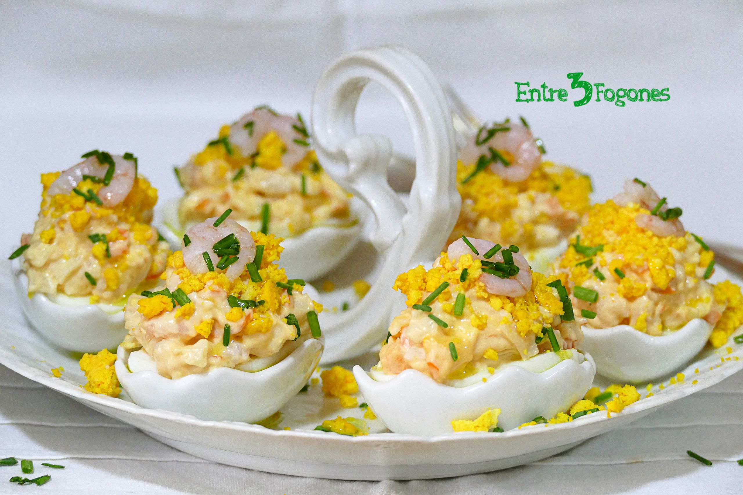Receta Huevos Rellenos de Gambas y Surimi Receta Huevos Rellenos de Gambas y Surimi
