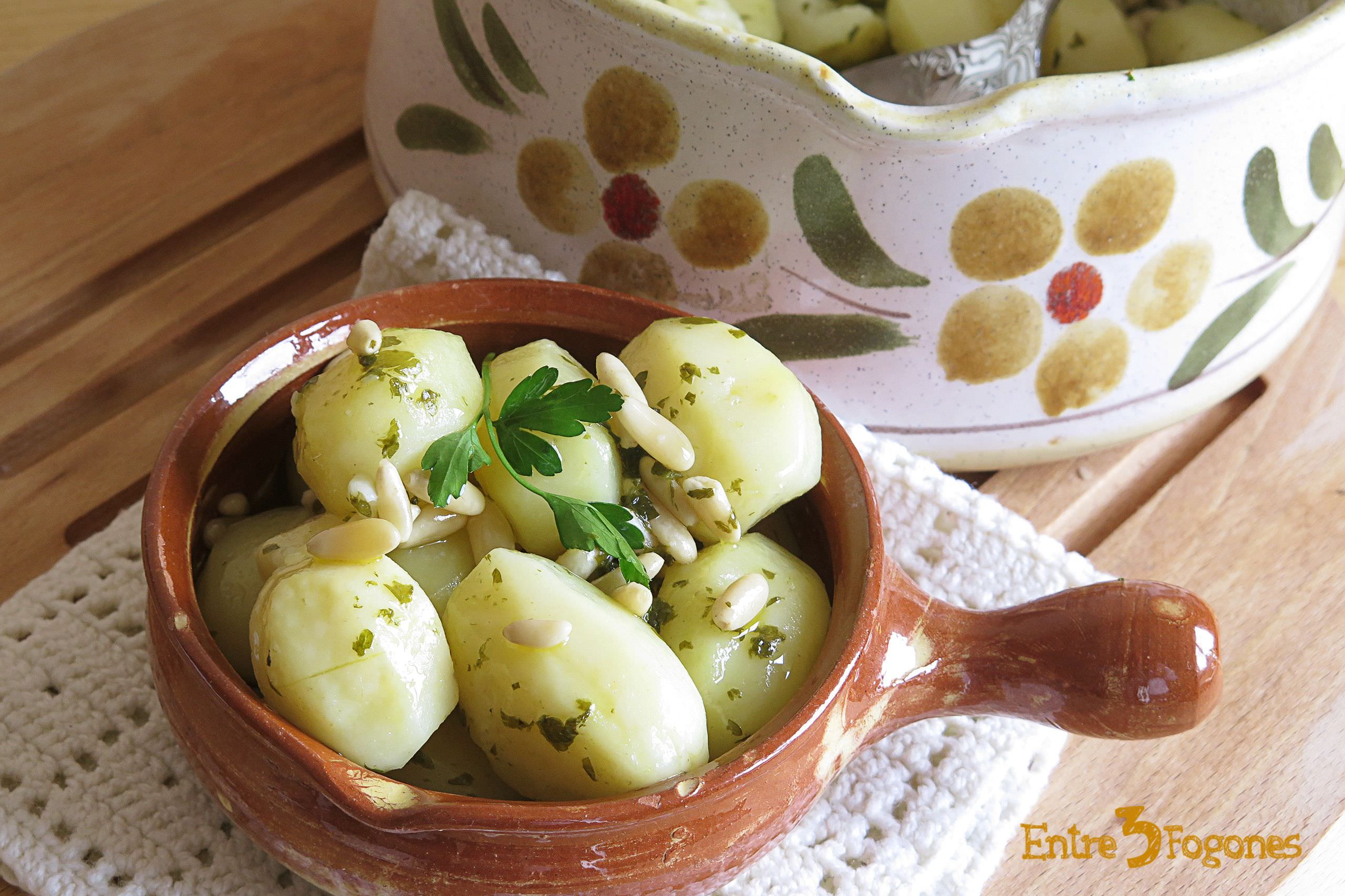 Receta Guarnición de Patatas con Piñones