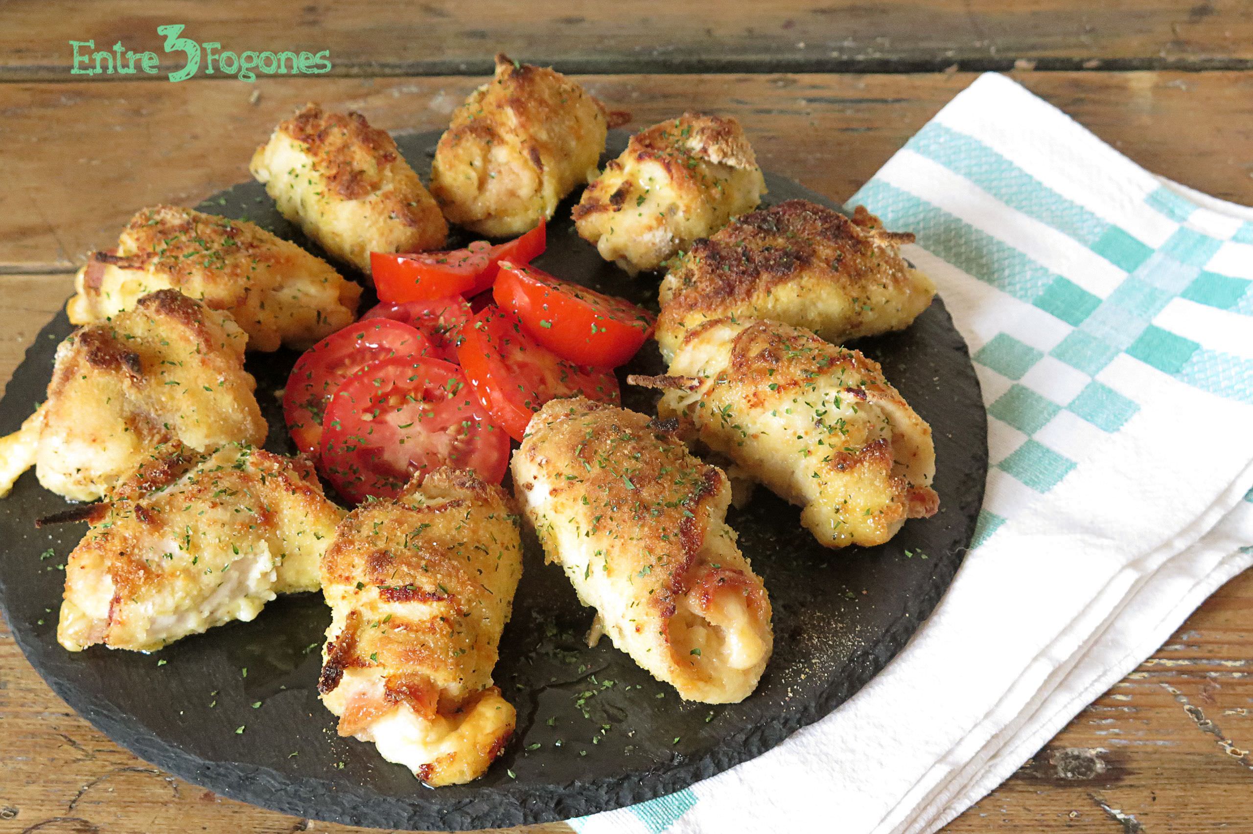 Receta Rollitos de Pollo al Horno Rellenos de Jamón Serrano y Queso