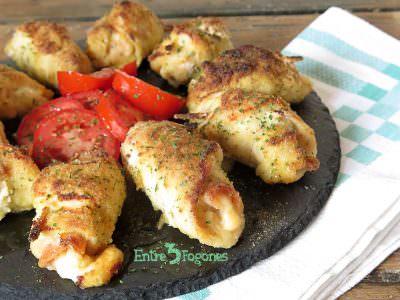 Rollitos de Pollo al Horno Rellenos de Jamón Serrano y Queso