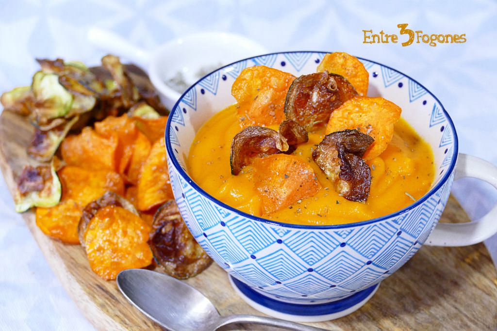 Receta Crema de Batata con Chips de Batata y Calabacín