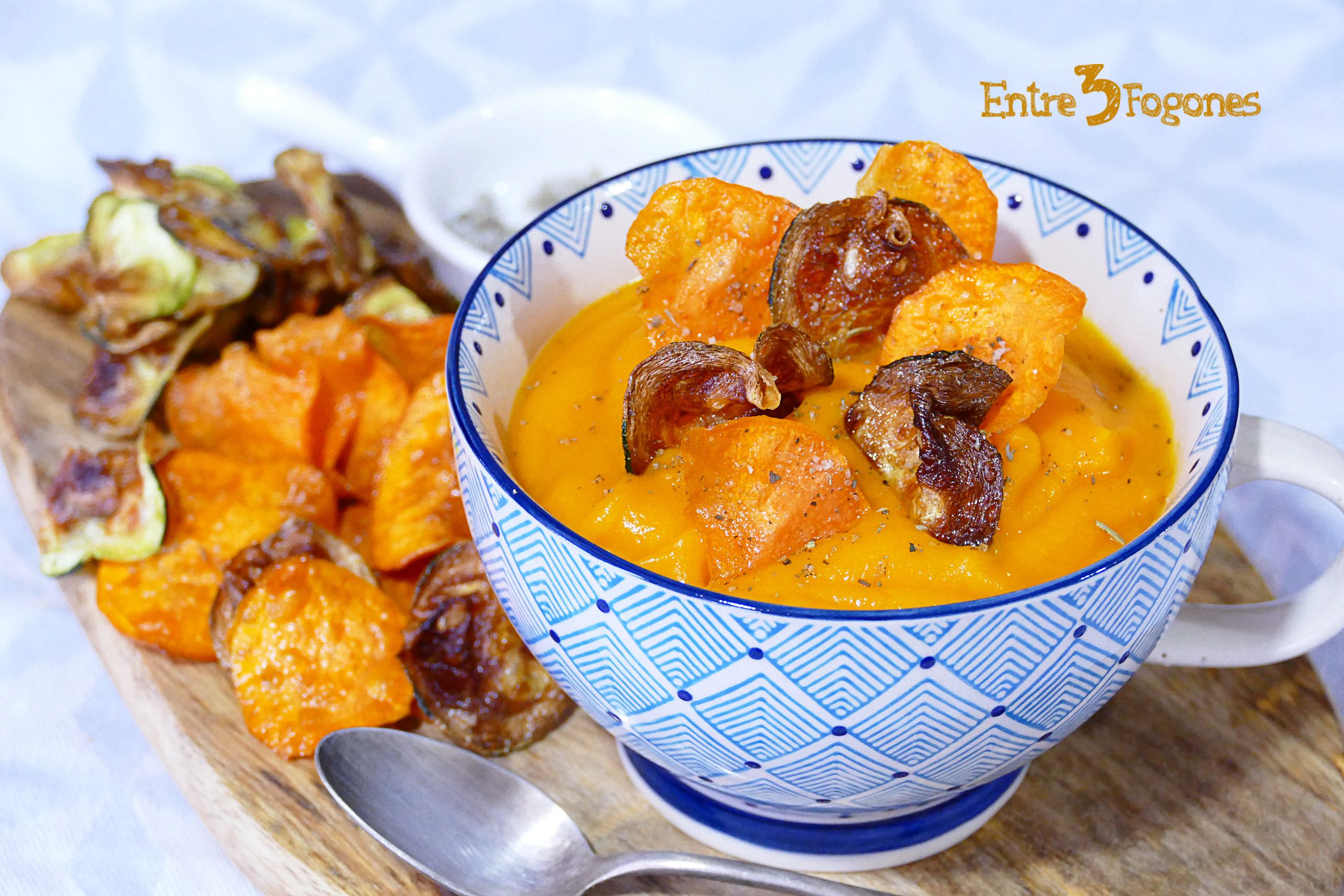 Receta Crema de Batata con Chips de Batata y Calabacín Receta Crema de Batata con Chips de Batata y Calabacín