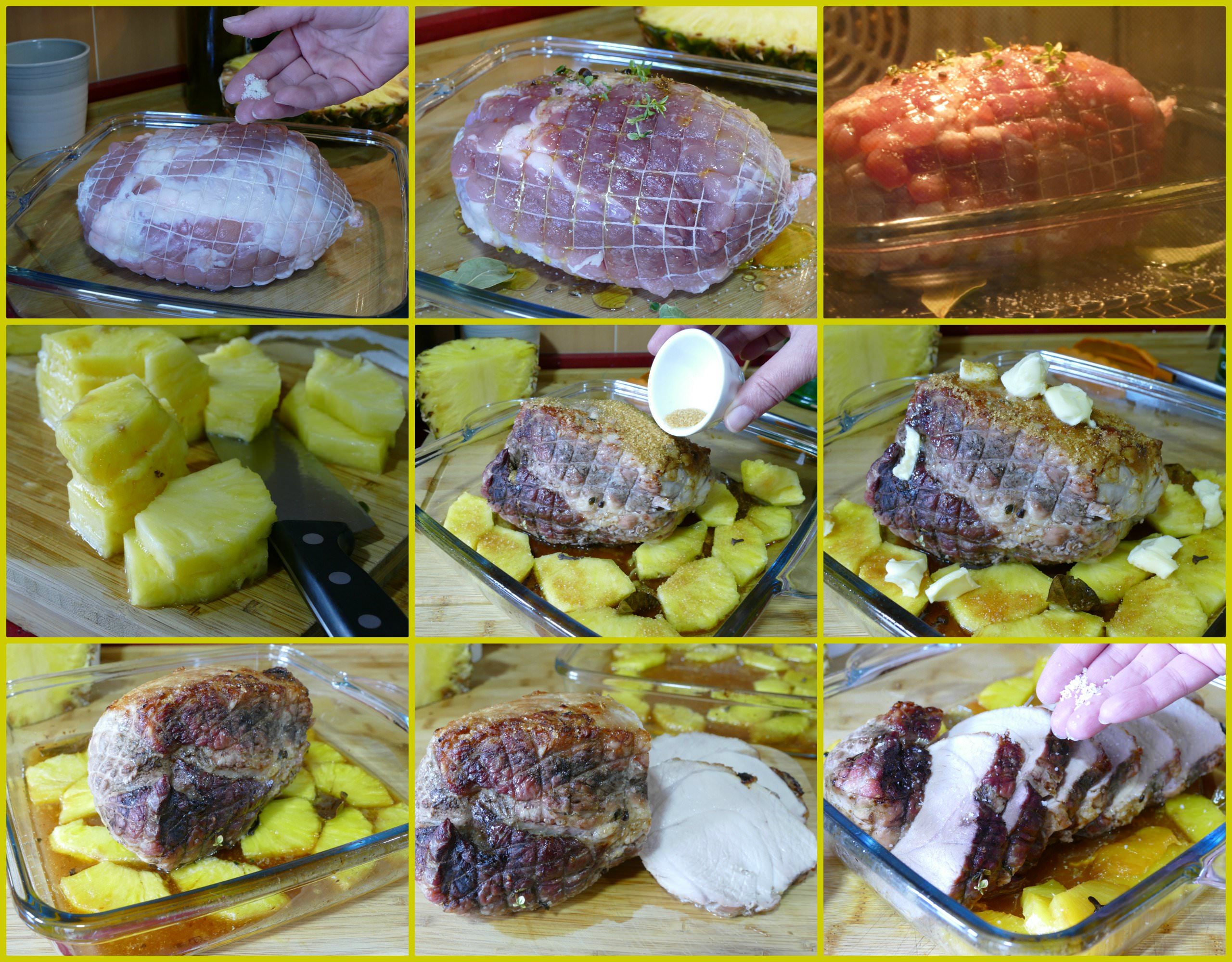 Pasos Redondo de Cerdo al Horno con Piña Caramelizada