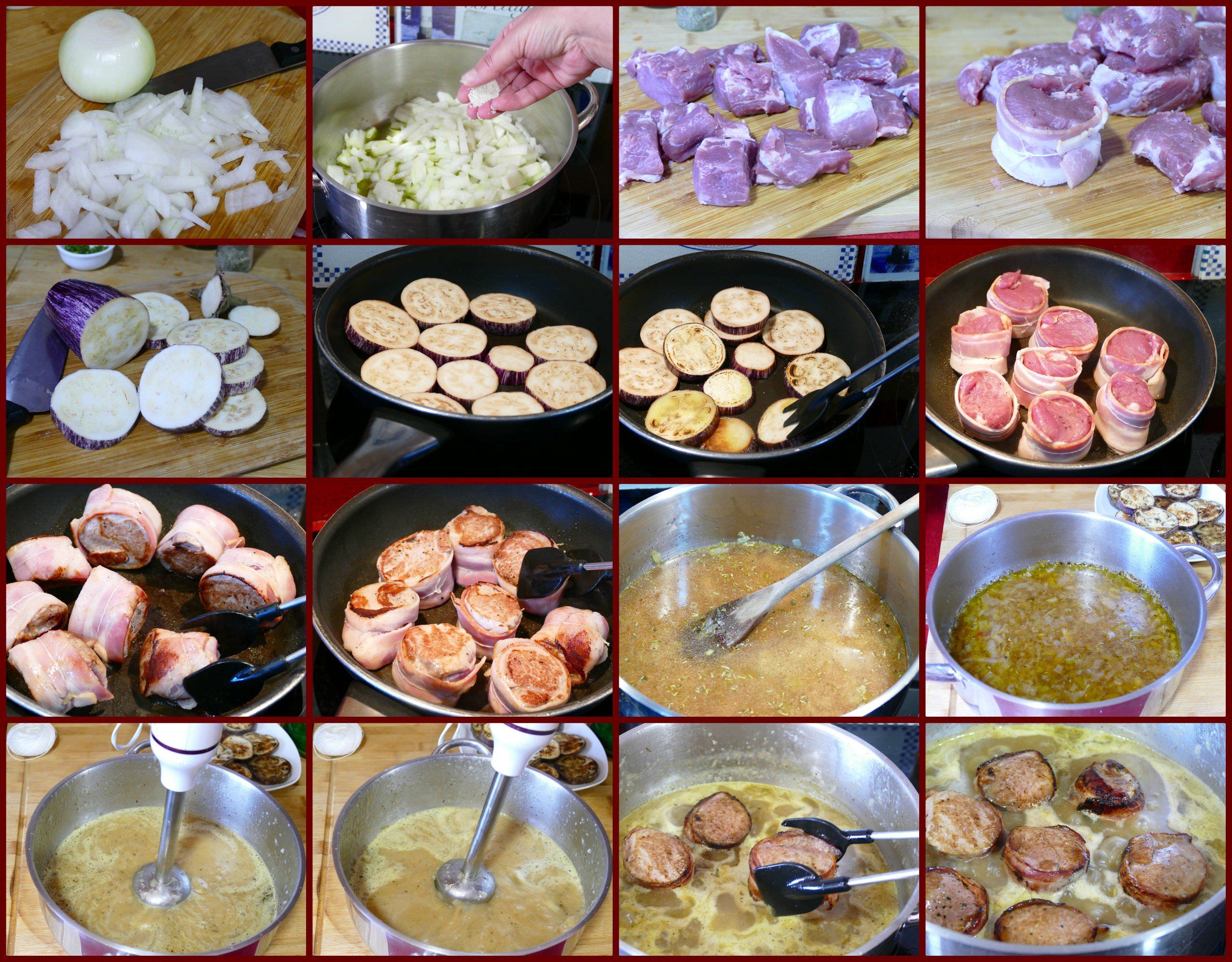 Pasos Tournedo de Solomillo Ibérico en Salsa de Cebolla con Berenjena Pasos Tournedo de Solomillo Ibérico en Salsa de Cebolla con Berenjena