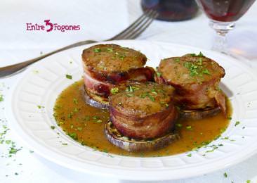 Receta Tournedo de Solomillo Ibérico en Salsa de Cebolla con Berenjena
