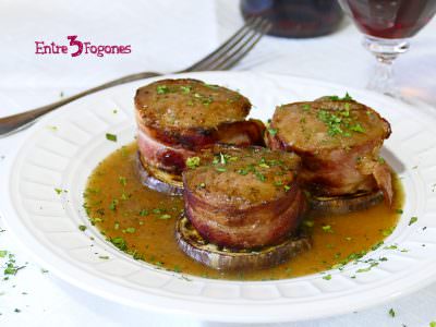 Tournedo de Solomillo Ibérico en Salsa de Cebolla con Berenjena
