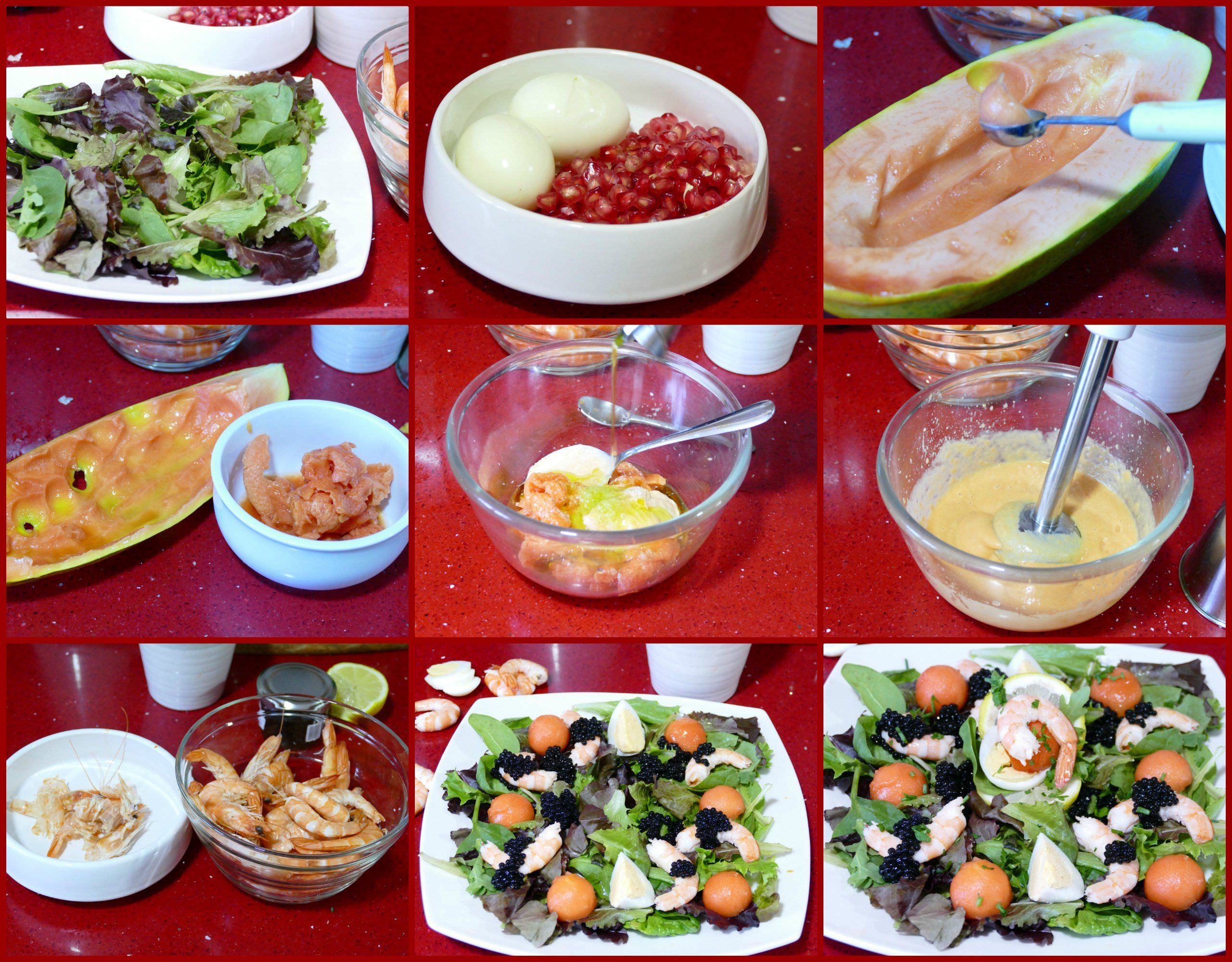 Pasos Ensalada de Langostinos con Vinagreta de Papaya Pasos Ensalada de Langostinos con Vinagreta de Papaya