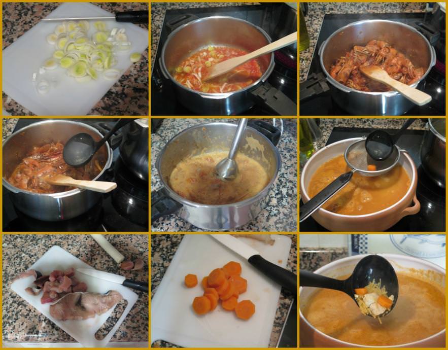 Pasos Sopa de Pescado con Fideos