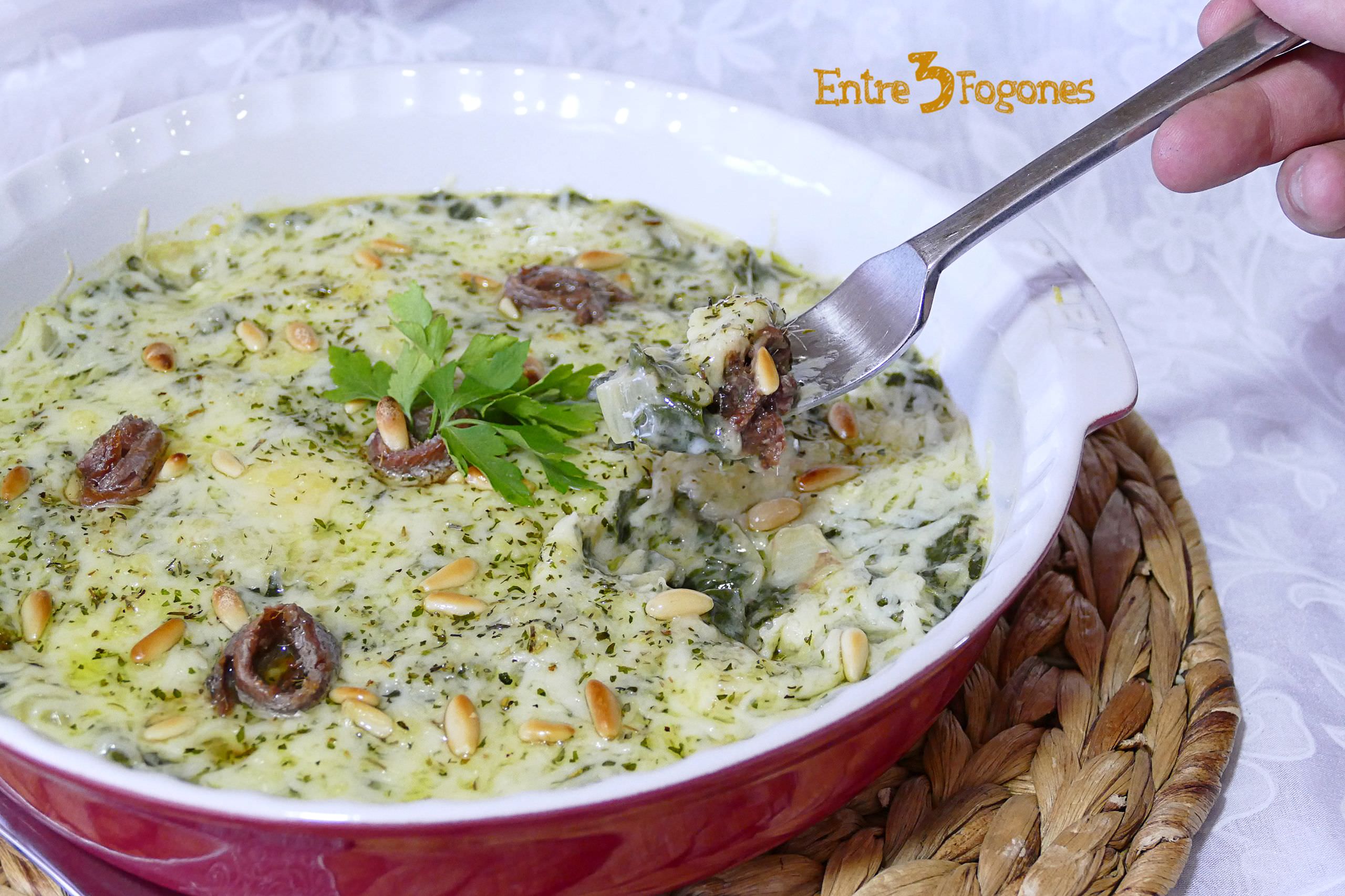 Acelgas con Bechamel y Anchoas