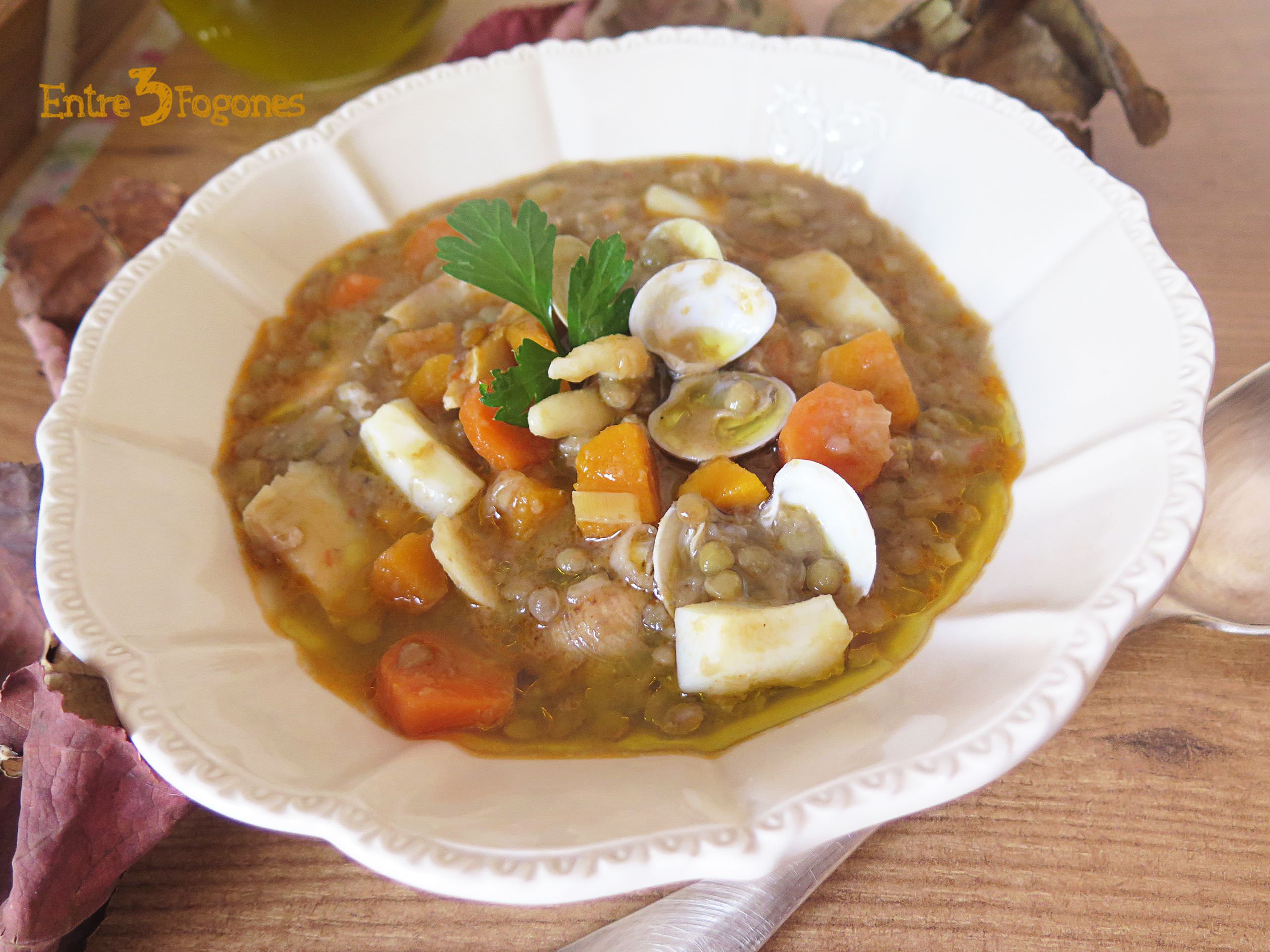 Potaje de Lentejas con Sepia y Calabaza