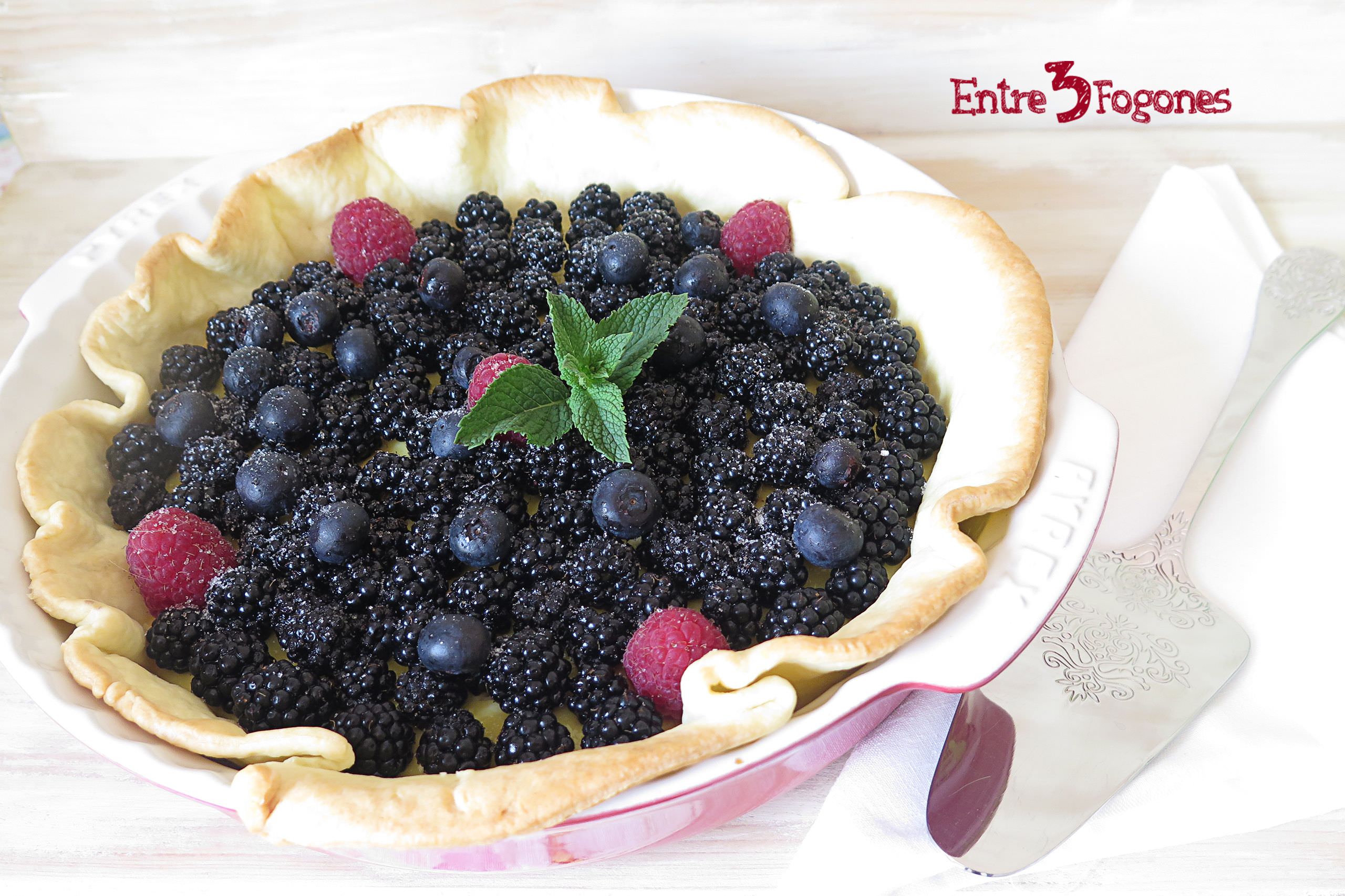 Receta Tarta de Flan y Moras Silvestres