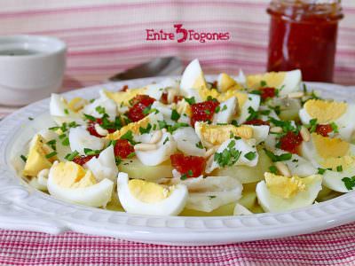 Receta Ensalada de Bacalao y Patata con Mermelada de Tomate