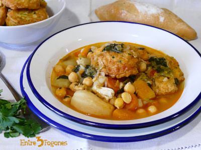 Receta Potaje de Garbanzos con Espinacas y Bacalao