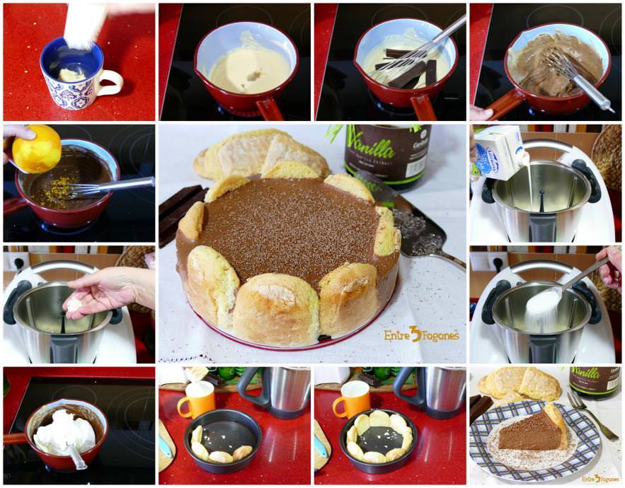 Pasos Tarta Charlota de Chocolate