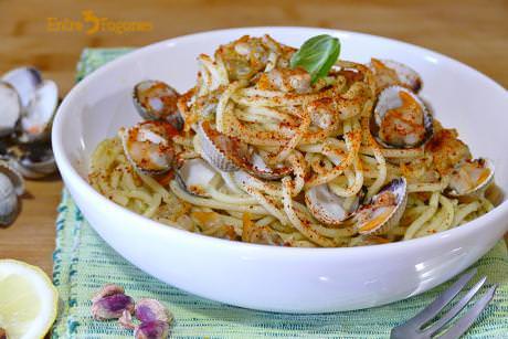 Receta Espaguetis al Pesto con Berberechos