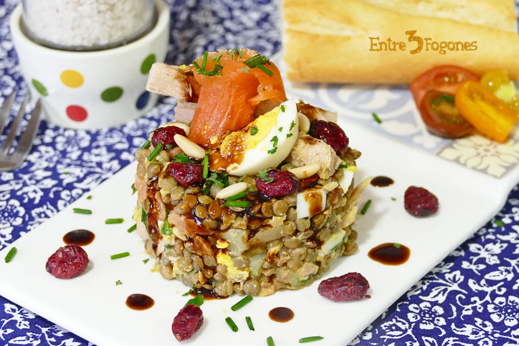 Ensalada de Lentejas y Atún con Trucha Ahumada