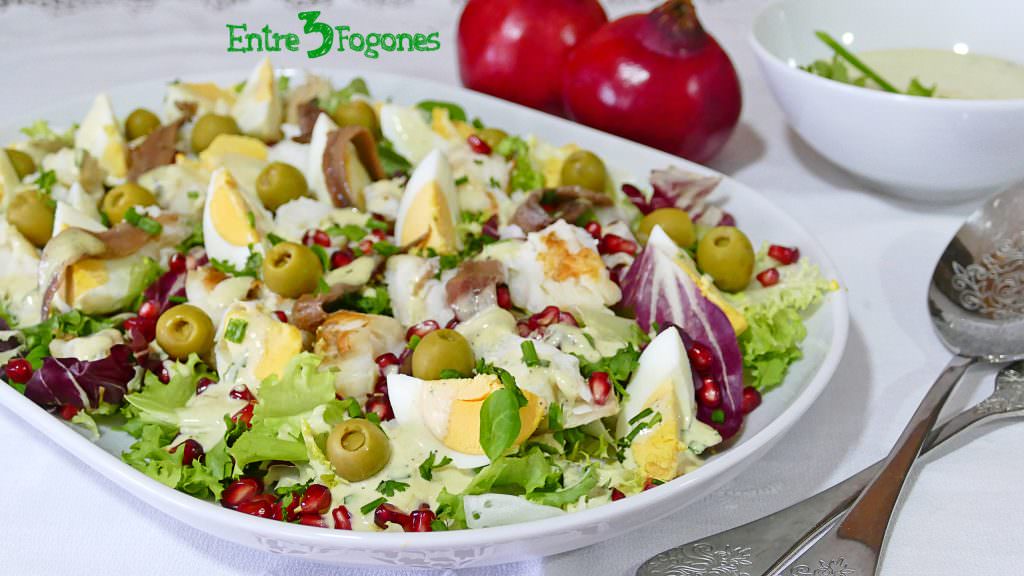 Receta Ensalada Templada de Rape y Granada