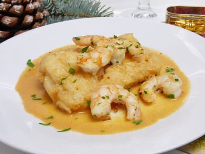 Bacalao con Langostinos