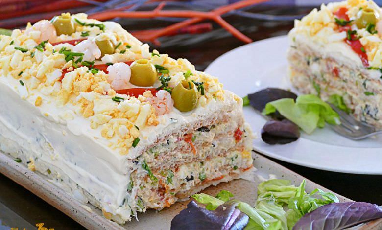 Pastel Frío de Marisco con Pan de Molde