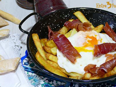 Receta Huevos Rotos con Jamón