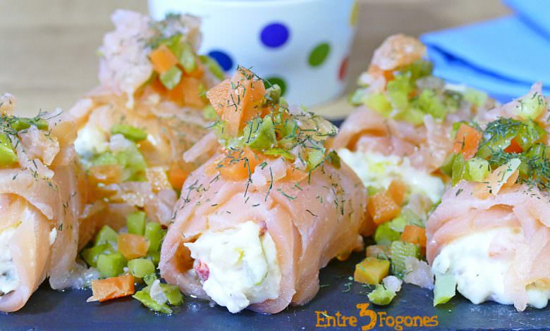 Rollitos de Salmón Ahumado Rellenos de Ensaladilla