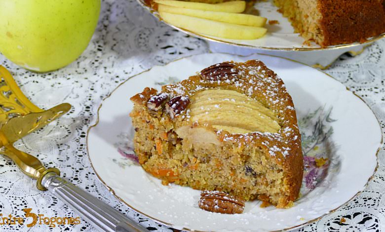 Bizcocho de Zanahoria y Manzana con Canela y Nueces de Pecán