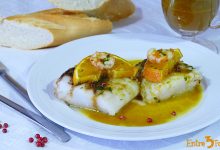 Bacalao en Salsa de Naranja y Miel al Ajo Negro