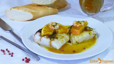 Bacalao en Salsa de Naranja y Miel al Ajo Negro