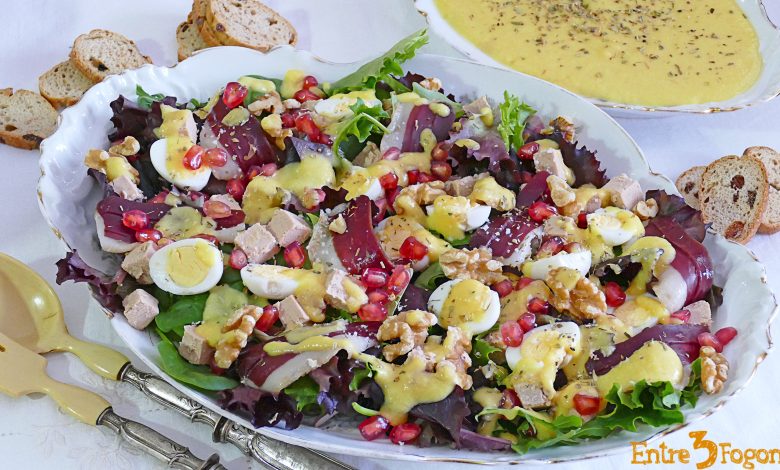 Ensalada Gourmet de Jamón de Pato con Vinagreta de Piña