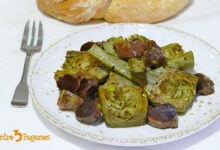 Alcachofas Salteadas con Mollejas de Pato Confitadas