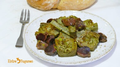 Alcachofas Salteadas con Mollejas de Pato Confitadas