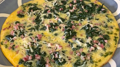 Tortilla Vaga de Espinacas con Jamón Serrano y Queso