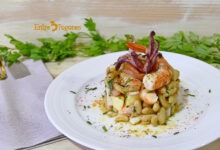 Receta Ensalada de Verdinas con Langostinos y Manzana con Salmón