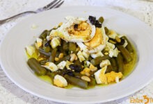Ensalada de Judías Verdes con Huevo Cocido y Ajo Negro