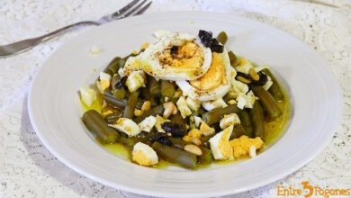 Ensalada de Judías Verdes con Huevo Cocido y Ajo Negro