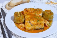 Lomos de Bacalao en Salsa con Alcachofas y Gambas