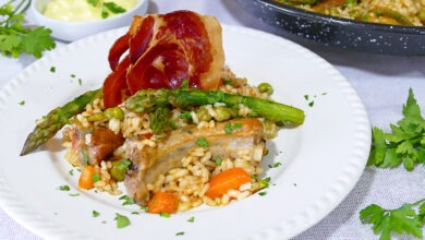 Arroz con Costillas de Cerdo y Crujiente de Jamón
