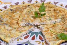Tortilla de Berenjena y Atún con Gambas