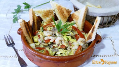 Revuelto de Setas con Gambas