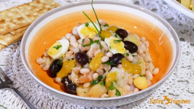 Ensalada Fría de Judías Blancas con Bacalao y Salmón Ahumado