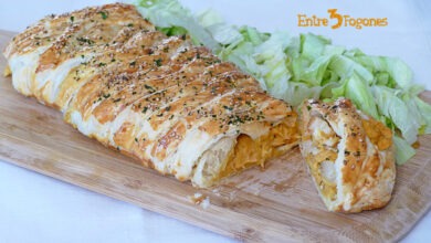Trenza de Hojaldre Rellena de Carne y Verduras con Bechamel