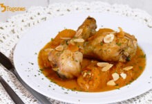 Jamoncitos de Pollo en Salsa de Mostaza con Albaricoques y Almendra