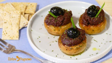 Champiñones a la Plancha Rellenos de Tapenade