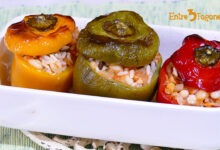 Pimientos Rellenos de Arroz con Judías Blancas y Pescados Ahumados